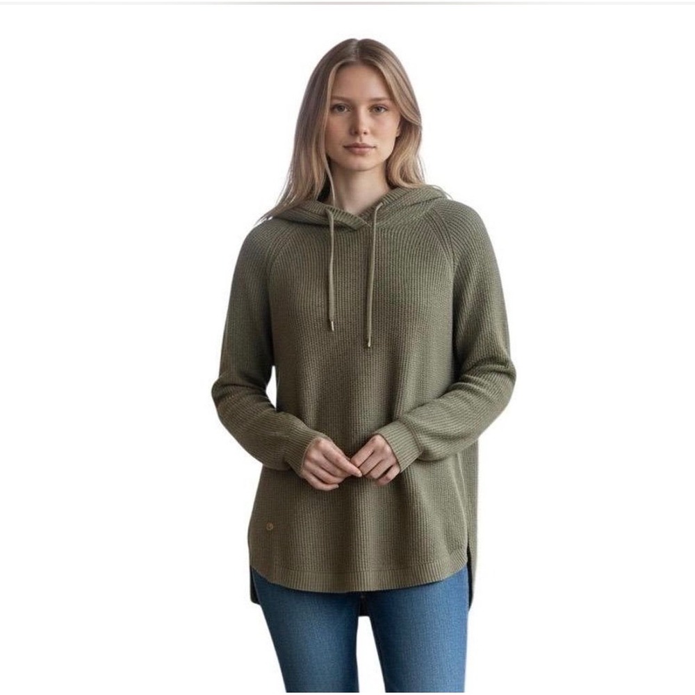 NWT Ralph Lauren Green Heather Waffle Hooded Pullover Size L